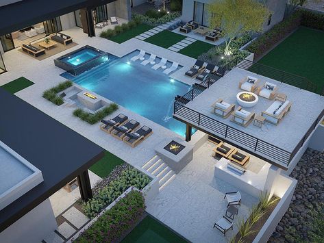 Mansion Backyard, Luxury Pools Backyard, Moderne Pools, Dream Backyard Pool, Casas The Sims 4, Luxury Pools, Modern Pools, Dream Pools, Modern Mansion