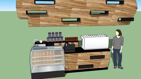 Large preview of 3D Model of coffee shop cashier counter Candy Store Design, Cashier Counter, Coffee House Design, Coffee Counter, Cafe Furniture, Sketchup Model, Ice Cream Shop, 3d Warehouse, Cafe Design