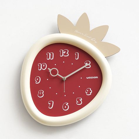 Fun Wall Clock, Cute Wall Clock, Strawberry Clock, Cute Clocks, Cherry Decor, Telling Time Practice, Personalized Clocks, Cute Clock, Sweet Time