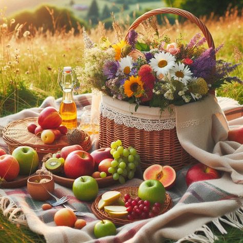 Generated by Microsoft Copilot Light Purple Background, Spring Basket, Local Farm, Picnic Foods, In Season Produce, Picnic Party, Plant Powered, The Meadows, Wallpaper For Your Phone