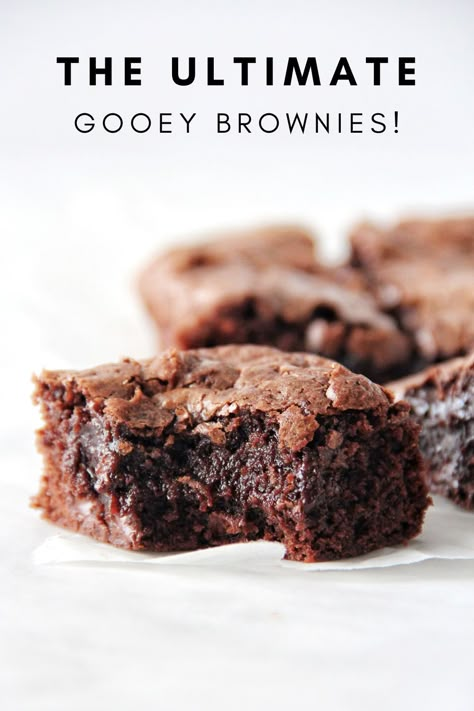 Gooey Fudge Brownie Recipe, Fudgy Gooey Brownies, Chewy Gooey Brownies, Soft Gooey Brownies, Homemade Gooey Brownies, Thick Gooey Brownies, Best Easy Brownie Recipe, Best Gooey Brownie Recipe, Brownie Recipes Gooey