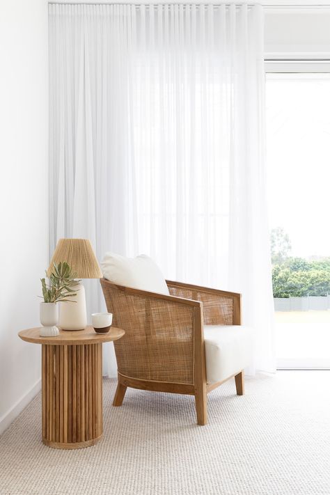 Abide Interiors | the-design-villa Coastal Style Furniture, Teak Side Table, Timber Panelling, Teak Armchair, Rattan Armchair, Stone Dining Table, Bentwood Chairs, Perfect Chair, Round Side Table