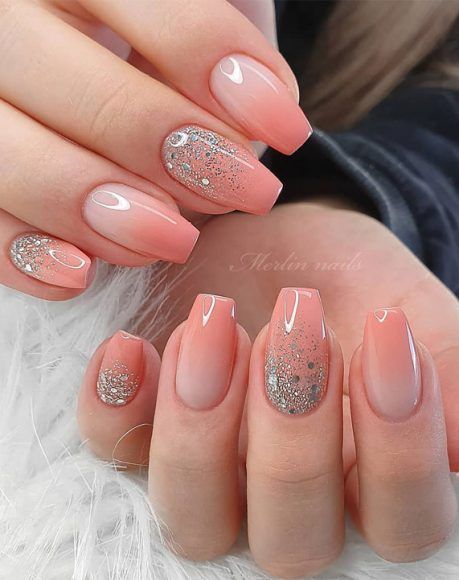 These Ombre Wedding Nails Are So Pretty, French Ombre Nails Coral Ombre Nails, Unghie Sfumate, Wedding Nails Glitter, Ombre Wedding, Pink Ombre Nails, Square Nail Designs, Ombre Nails Glitter, Ombre Nail Designs, Bride Nails