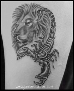 Scorpion And Lion Tattoo, Scorpio Leo Tattoo, Leo And Scorpio Tattoo Combined, Leo Scorpio Tattoo, Leo And Scorpio Tattoo, Ox Tattoo, Lion Tattoo On Thigh, Scorpio Tattoos, Scorpion Tattoos