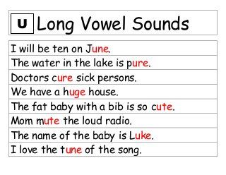 Long U Sound, Ppt Free, Long Vowel Sounds, Phonics Rules, Short Vowel Sounds, Long Vowel, Magic E, English Phonics, Long Vowels