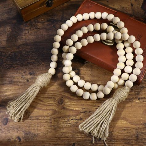 Wood Bead Garland with Tassels Farmhouse Beads Wall Hanging Decor Baby Nursery Room Wedding Decor, 2pcs: Amazon.ca: Home & Kitchen Bead Garland Decor, Flower Pot Candle Holder, Bead Crafts Diy, Hanging Beads, Wooden Bead Garland, Diy Tassel, Country Decor Rustic, Kraf Diy, Bead Garland