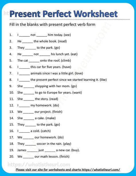 Past Perfect Tense Exercises, Form Of Verbs, Present Perfect Tense Exercises, Simple Present Tense Worksheets, Present Perfect Tense, Tenses Exercises, Verbs Worksheet, Tenses English, English Grammar Exercises