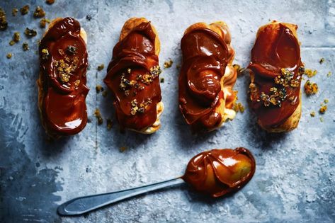 Miso dessert recipes Miso Dessert, Caramel Eclairs, Baking Weights, French Dessert Recipes, Eclair Recipe, Chocolate Creme, Chocolate Souffle, White Chocolate Mousse, Poached Pears