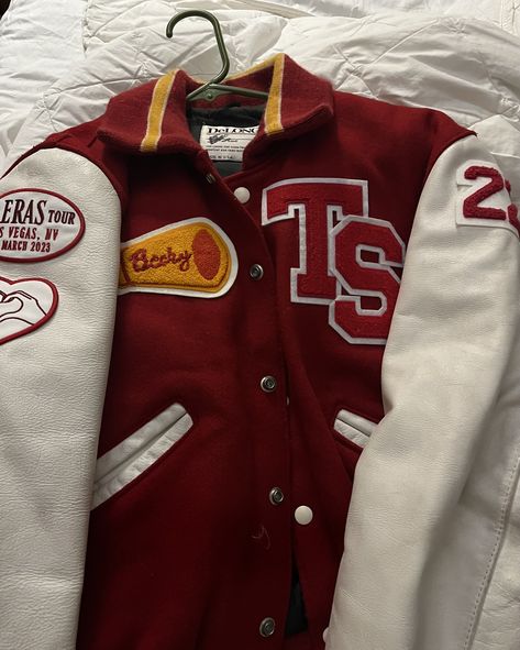 My TS Eras movie jacket Oct 13 Taylor Swift Varsity Jacket, The Man Jacket Taylor Swift, Trendy Embroidered College Varsity Jacket, Vasity Jacket, Throwback Winter Varsity Jacket For Game Day, Tomboy Girls, Kansas Chiefs, Football Jackets, Girls Jacket