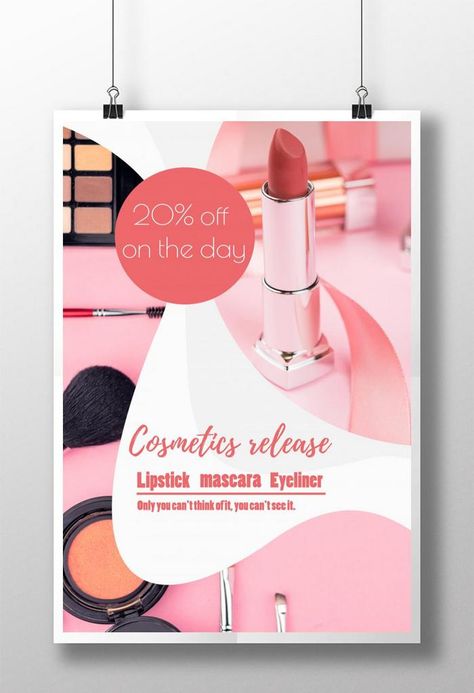 Cosmetics Poster Design Ideas, Make Up Poster, Sales Poster, Makeup Advertisement, Makeup Poster, Advertisement Poster, Poster Idea, Advertising Ideas, Beauty Parlour