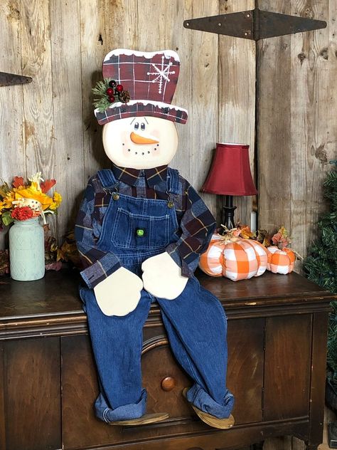 Outdoor Christmas Porch Decor, Outdoor Christmas Porch, Porch Sitters, Porch Decor Christmas, Monogram Baby Girl, Wooden Snowmen, Personalized Stuffed Animals, Wood Snowman, Snow People