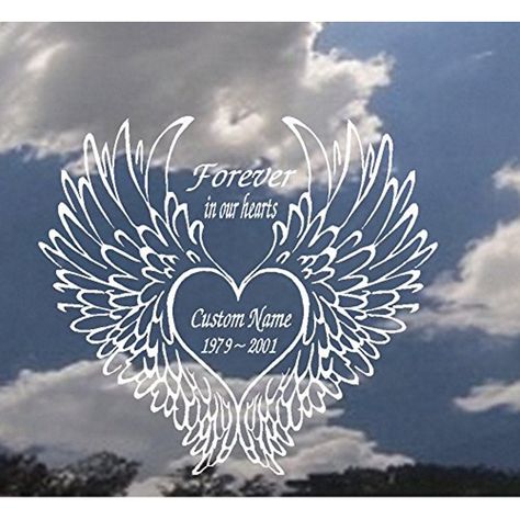 In Memory Of Decals, Angel Wings Decal, Simple Tattoo With Meaning, Anniversary Gift Ideas For Him Boyfriend, Memorial Tattoo Quotes, Word Tattoo Ideas, In Loving Memory Tattoos, Memory Quotes, Diy Angel Wings