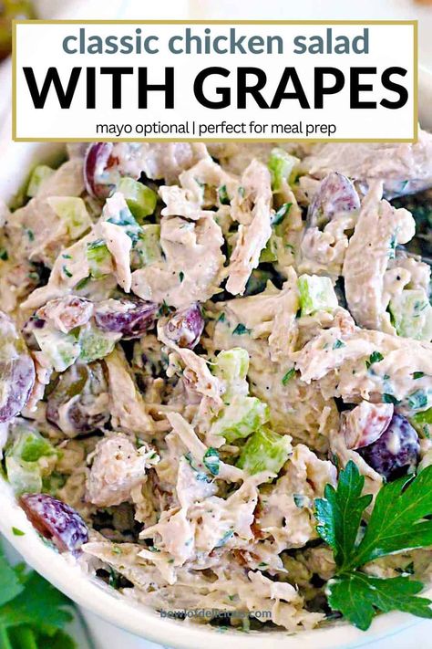 Chicken Salad Recipe With Cream Cheese, Walnut Chicken Salad, Grape Bowl, Salad With Grapes, California Chicken, Fall Eats, Basil Salt, Chicken Salad With Grapes, Roast Chicken Leftovers