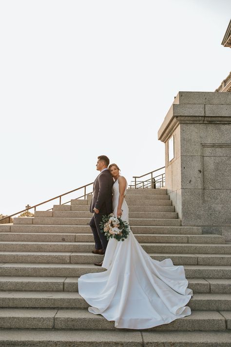 Utah state capitol bridal photos Utah wedding photographer Utah elopement photographer long wedding dress train Long Wedding Dress Train, Utah State Capitol, Indie Wedding, Long Train Wedding Dress, Engagement Pictures Poses, Utah State, Wedding Dress Train, Utah Wedding Photographers, Utah Wedding