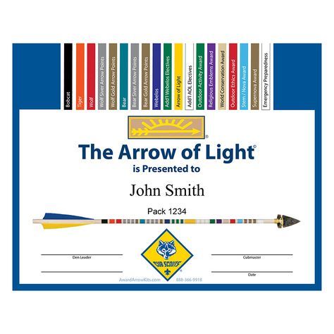 Free Arrow of Light Personalized Award Certificate Arrow Of Light Plaque, Arrow Of Light Ceremony, Arrow Of Light Award, Arrow Of Light, Cub Scout Crafts, Wolf Scouts, Create Certificate, Bear Scouts, Scout Projects