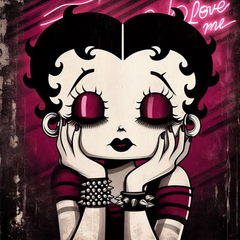 Emo Betty Boop, Betty Boop Computer Wallpaper, Betty Boop Pfp, Betty Boop Aesthetic, My Little Pony Rarity, Betty Boop Classic, Drawing Cartoon Faces, Goth Wallpaper, Betty Boop Art