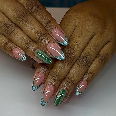 Obsessed 😍😍 Medium gel x Fullset : $55 Soak off : $20 Hand painted art including French + blooming art : $25 Total : $95 Green Negative Space Nails, Blooming Gel Nail Art French, French Tip Blooming Gel, Blooming Gel French Tip Nails, Chrome Blooming Gel Nails, Easy Blooming Gel Nail Art, Green Blooming Gel Nails, Blooming Gel Nails Designs, Blooming Gel Nail Art Ideas