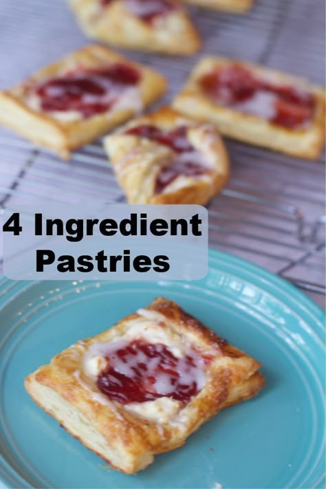 Short Cut Breakfast Pastry--make these amazing breakfast pastries with Just 4 Ingredients. Easy breakfast pastry everyone will be asking for more. #puffpastry #pastry #breakfast #easyrecipes Breakfast Pastries Easy, Easy Breakfast Pastry, Pastries Easy, Breakfast Pastry Recipes, Brunch Pastries, Pastry Breakfast, Easy Pastry Recipes, Super Easy Breakfast, Breakfast Quick