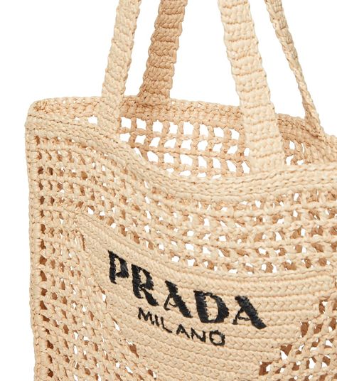 Prada - Small logo raffia tote | Mytheresa Prada Raffia Tote Bag, Prada Raffia, Raffia Tote Bag, Tote Bag Aesthetic, Bag Aesthetic, Small Tote Bag, Bags Aesthetic, Online Shops, Small Tote