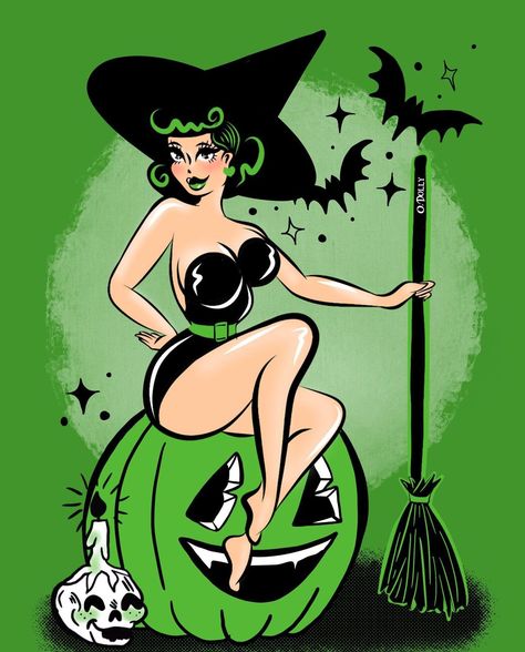 Red Headed Witch, Horror Pinup, Witch Pinup, Spooky Pinup, 50s Halloween, Pinup Tattoo, Zombie Game, Halloween Pin Up, Happy Halloween Pictures