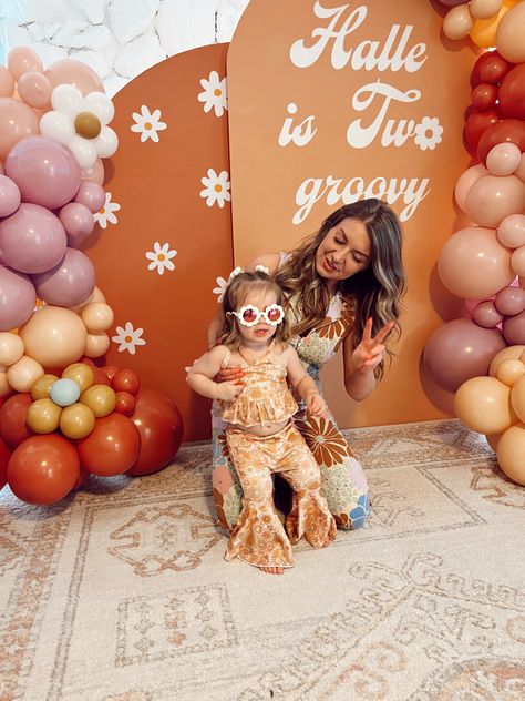 Two Groovy Birthday Outfit, Two Groovy Birthday Party Mom Outfit, Two Groovy Backdrop Ideas, Two Groovy Balloons, Two Groovy Games, Groovy One Birthday Backdrop, Two Groovy Outfit, Two Groovy Birthday Theme, Groovy 2nd Birthday