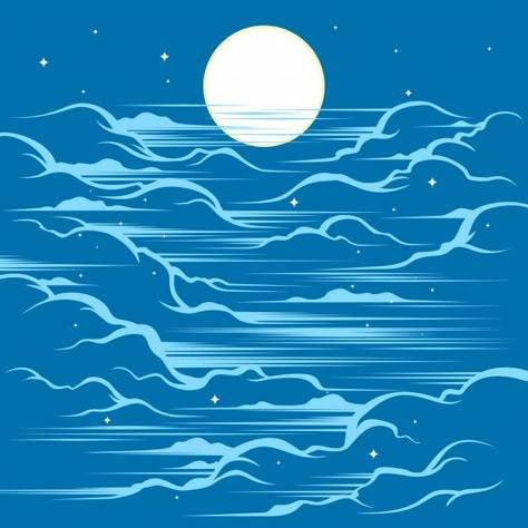 Abstract Clouds Illustration, Moon And Clouds Illustration, Sky Vector Illustration, Blue Stars Aesthetic Wallpaper, Cloudy Illustration, Sky Illustration Cloud, Cloud Illustration Design, Cloud Graphic Design, Cloud Pattern Design