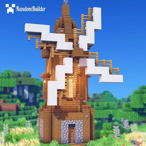 Minecraft Mini Windmill, Minecraft Windmill Design Easy, Small Windmill Minecraft, Minecraft Windmill Tutorial, Minecraft Windmill Design, Medieval Docks, Windmill Minecraft, Minecraft Magic, Minecraft Mountain House