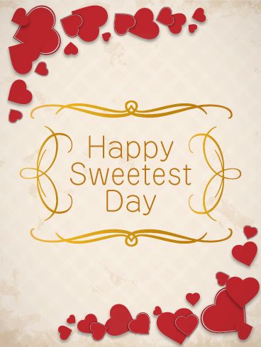 If you are in a relationship with the best person you've ever met, let them know how much you love them with this Sweetest Day card! The golden swirls make this a classy gift, while the bright red hearts show your affection and adoration. Shower your partner with the "sweetest" card you can find and make this an amazing day and celebration! Happy Sweetest Day, Good Morning Hug, Birthday Calendar, Desk Decoration, Sweetest Day, Amazing Day, Birthday Greeting, Love Memes, Macrame Design