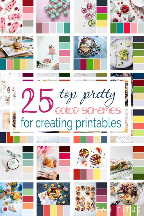 If you're a printables designer, everything inspires you, but one thing most designers DON'T think of is to take inspiration from food! Catch these 25 top pretty color schemes for creating printables...all inspired by recipes! #prettycolorschemes #creatingprintables #printablesdesign Color Stories Inspiration, Types Of Color Schemes, Color Palette From Image, Summer Color Palettes, Sarah Titus, Perfect Color Combinations, Color Catalog, Spring Color Palette, Color Schemes Colour Palettes