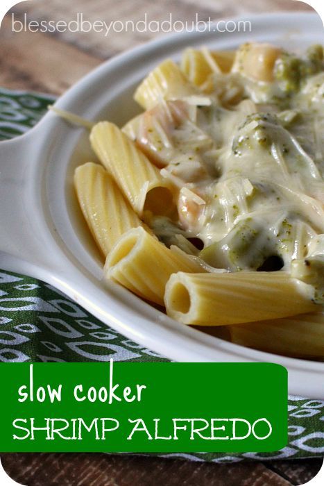 Make this easy shrimp alfredo pasta in your slow cooker. It pleases everyone. Pasta Souse, Crock Pot Shrimp, Premade Meals, Homeschool Meals, Easy Shrimp Alfredo, Slow Cooker Easy, Crockpot Pasta, Shrimp Alfredo, Slow Cooker Pasta