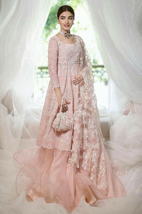 New Bridal Dresses, Desi Wedding Dresses, 3 Piece Outfit, Asian Bridal Dresses, Pakistani Wedding Outfits, Organza Skirt, Beautiful Pakistani Dresses, Embroidered Bodice, Pakistani Bridal Dresses