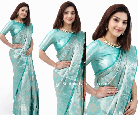 Green Pattu Saree, Nabha Natesh, Polki Necklace Set, Kanjeevaram Silk Saree, Blue Silk Saree, Bridal Sarees South Indian, Pattu Saree Blouse Designs, New Saree Blouse Designs, Indian Bride Outfits