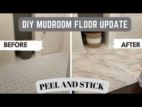 DIY MUDROOM FLOOR UPDATE | EASY PEEL AND STICK | RENTAL FRIENDLY FLOOR - YouTube Mudroom Floor, Rental Friendly, Mudroom Flooring, Diy Mudroom, Basement Remodel, Peel And Stick Tile, Basement Remodeling, Remodel Ideas, Basement