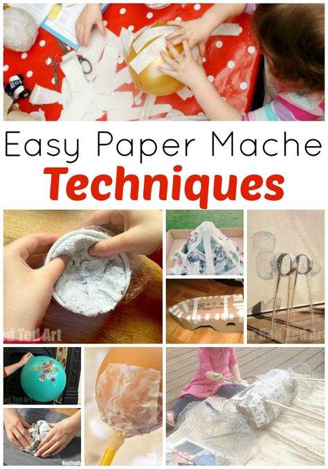 Paper Mache Techniques - Red Ted Art - Make crafting with kids easy  fun Easy Paper Mache, Paper Mache Balloon, Paper Mache Crafts For Kids, Fabric Upcycle, Paper Mache Recipe, Paper Mache Paste, Paper Dog, Juice Carton, Paper Mache Projects