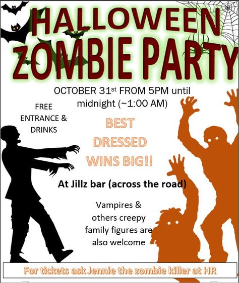 Halloween zombie party invitation in Word Office Zombie, Office Party Invitation, Zombie Party, Halloween Zombie, Invitation Flyer, Word Free, Office 365, Zombie Halloween, Halloween Party Invitations