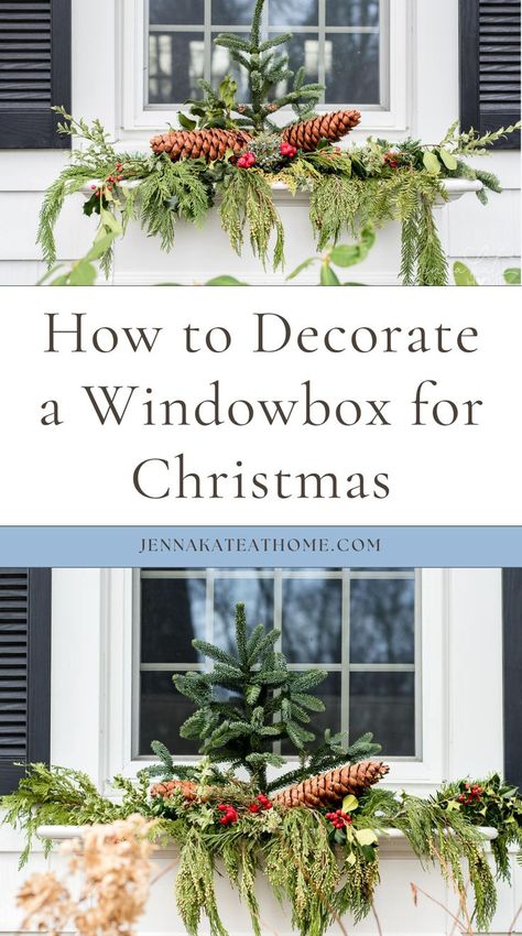 Discover outdoor Christmas window decorations and learn how to decorate window boxes for winter for Christmas. Create stunning holiday arrangements with a festive Christmas window box display that transforms your home. Perfect for adding charm and spirit to your outdoor space. Christmas Window Display Home, Christmas Window Box Ideas, Decorate Window, Diy Christmas Window, Window Box Ideas, Christmas Window Boxes, Winter Window Boxes, Fall Window Boxes, Window Boxes Diy