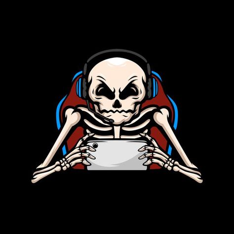 Gamer Illustrations, Skull Game, Logo Computer, Computer Logo, Plant Cartoon, Logo Design Collection, Gaming Art, Vector Icons Illustration, Skull Illustration