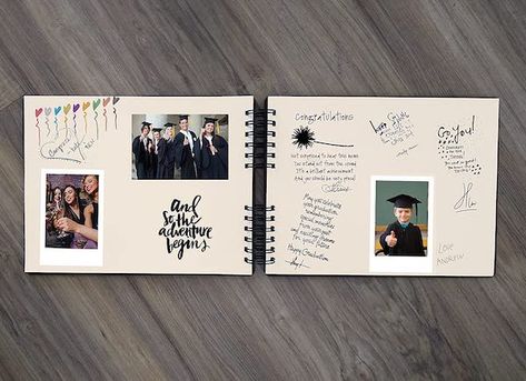 5 Graduation Party Ideas You’ll Want to Steal Immediately Graduation Album, Graduation Guest Book, Graduation Book, Polaroid Photo Album, Graduation Scrapbook, Sons Graduation, Custom Guest Book, Wooden Guest Book, Album Ideas