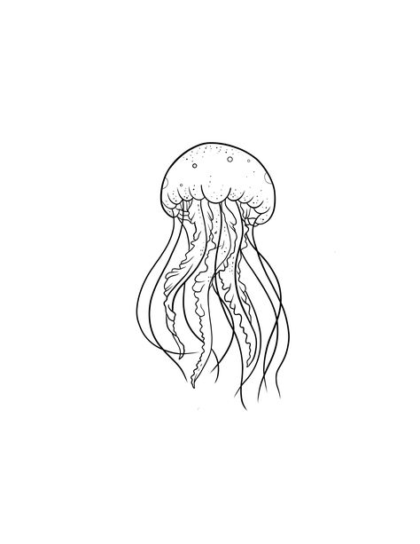 Jellyfish Outline Tattoo, Jellyfish Line Drawing, Cute Jellyfish Tattoo, Simple Jellyfish Drawing, Medusa Animal, Ocean Drawing, Shell Tattoos, Traditional Tattoo Designs, Jellyfish Drawing