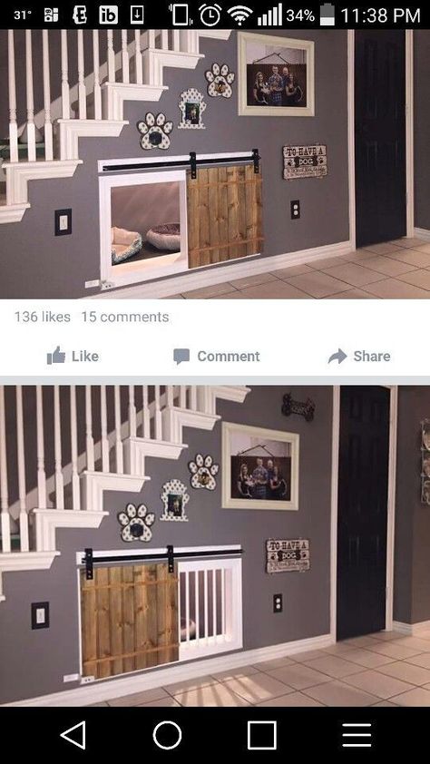 Room Under The Stairs, تحت الدرج, Dog Room, Under The Stairs, Pictures Of Dogs, Dog Rooms, Fantasy House, Dog Door, Under Stairs