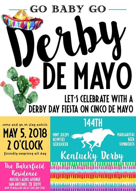 Kentucky Derby Cinco De Mayo Party, Racing Invitation, Kentucky Derby Invitations, Derby Invitations, Derby Party Invitations, Ky Derby, Activity Director, Kentucky Derby Party, Derby Party