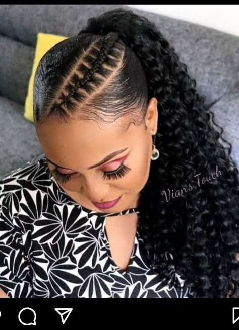 Pointy Tail Hairstyles Black Women, Braids And Ponytails For Black Hair, Natural Hair Ponytails For Black Women, High Ponytail Cornrows, Perfect High Ponytail, Gel Hairstyles, Ponytail Hairstyle Ideas, Natural Hair Ponytail, Sleek Braided Ponytail