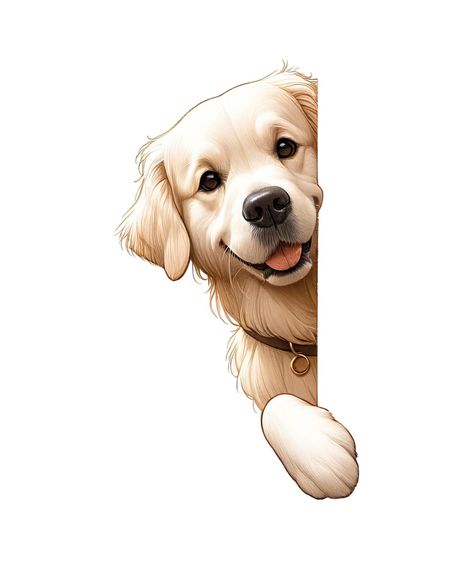 Dog Paw Drawing, Golden Retriever Drawing, Dog Caricature, Perros Golden Retriever, Dog Illustrations, Cute Animal Clipart, Dog Silhouette, Dog Wallpaper, Dog Illustration