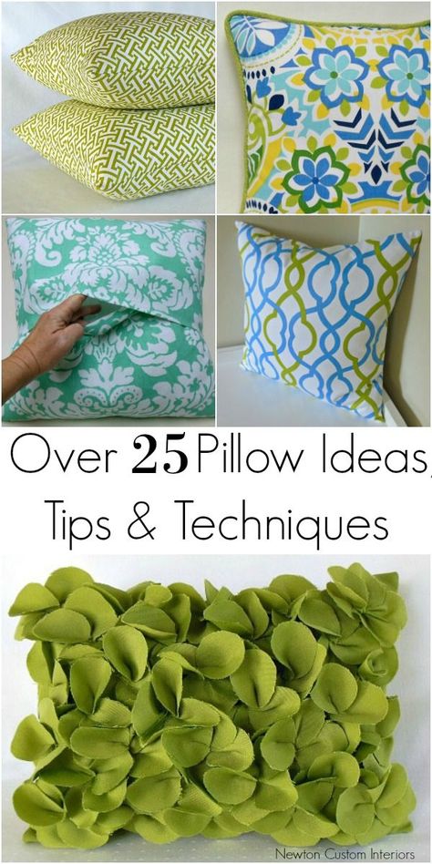 DIY pillows are a fun sewing project and an easy way to change the look of your room. Learn over 25 pillow ideas, tips and techniques for how to make pillows. Diy Sy, Pillow Ideas, Pillow Tutorial, Sew Ins, Beginner Sewing Projects Easy, Sewing Pillows, Leftover Fabric, Fabric Baskets, Diy Pillows