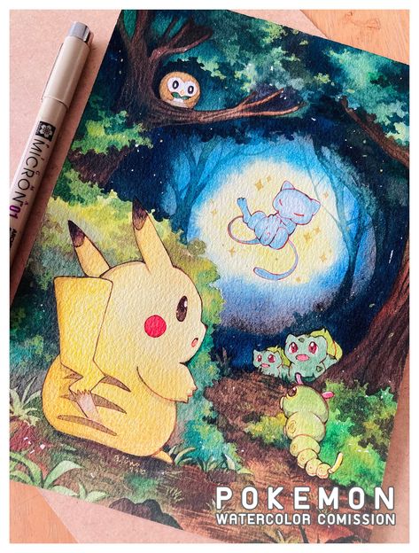 Pokemon Commission Watercolor Art A5 Background TCG Card Anime Team Trainer Buddy Pet Animal Handmade Custom Gift Painting (MADE to ORDER) Pokemon Watercolor, Pokemon Painting, Gift Painting, Pikachu Art, Alice And Wonderland Quotes, Pokemon Drawings, Art Drawings For Kids, Pokemon Pictures, Cute Pokemon