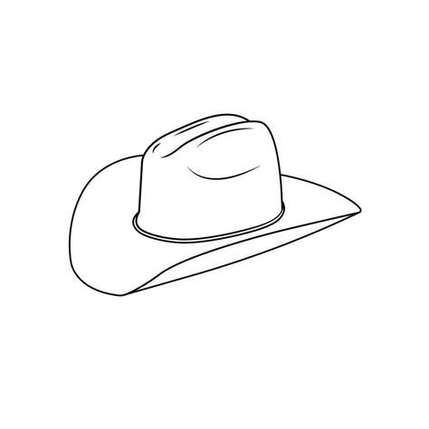 Cowboy Hat Outline Icon Illustration on White Background Patchwork Tattoo Cowboy, Country Hat Tattoo, Cute Drawings White Background, Cowboy Hat Outline Tattoo, Cowboy Hat With Feather Tattoo, Cowboy Head Tattoo, Western Tattoo Stencil, Cowboy Hat Line Art, Fine Line Cowboy Hat Tattoo