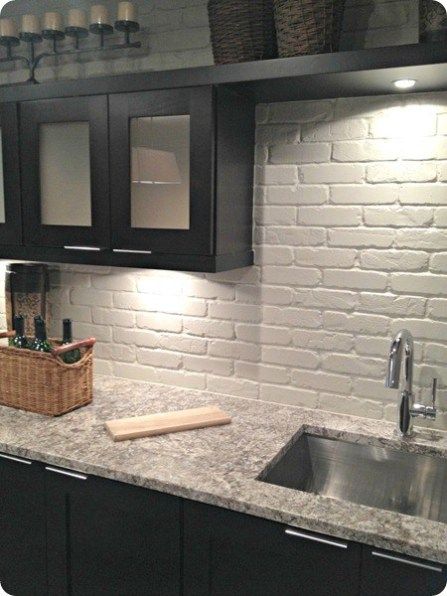 In need of a new kitchen backsplash but don’t want to spend a lot of money or time? Here are 15 awesome DIY kitchen backsplash ideas you can try! 15 DIY Kitchen Backsplash Ideas via @tipsaholic #backsplash #kitchen #diy #home #tile Painted Brick Backsplash, White Brick Backsplash, Faux Brick Backsplash, Backsplash With Dark Cabinets, Brick Backsplash Kitchen, Trendy Kitchen Backsplash, Faux Brick Panels, Diy Kitchen Backsplash, Kitchen Backsplash Ideas