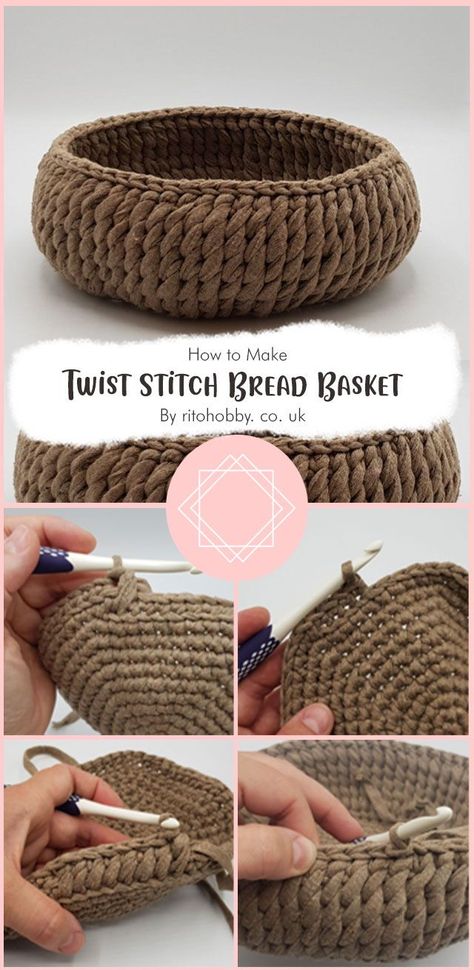 This project is very simple and easy to make. It’s ideal for beginners and intermediate crocheters. Crochet Bread, Easy Crochet Basket Pattern, Bread Baskets, Interweave Crochet, Best Bread, Crochet Basket Pattern, Crochet Kitchen, Bread Basket, Pattern Ideas