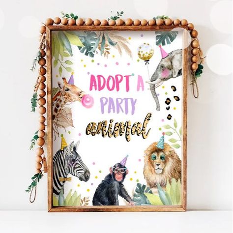 $12.35 | Adopt an Animal Safari Animals Birthday Table Sign #day sign, table sign, safari animals, party animals, wild animals, safari sign, adopt an animal, animal sign, gift sign, girl birthday Drink Table Decor, Safari Sign, Safari Snacks, Wild One Animals, Safari Birthday Theme, Party Animals Birthday, Personalized Christmas Tags, Animal Party Decorations, Birthday Wild One