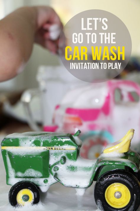 Car Wash - Invitation to Play for toddlers and little ones Carwash Sensory Bin, Car Dramatic Play Preschool, Play Invitations, Super Nanny, Meri Cherry, Play Car, Transportation Theme, Toddler Activity, Invitation To Play